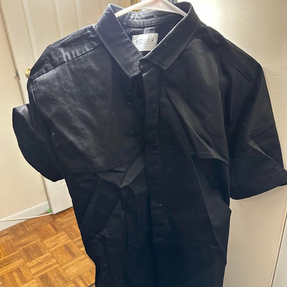 Kollar Men's Titan Pitch Black Button Dress Shirt Size XXL